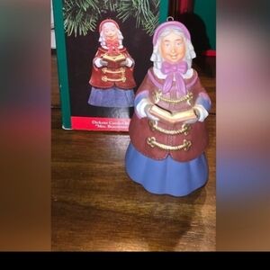 Hallmark Vintage Dickens Caroler Bell Mrs. Beaumont Fine Porcelain Bell 1991